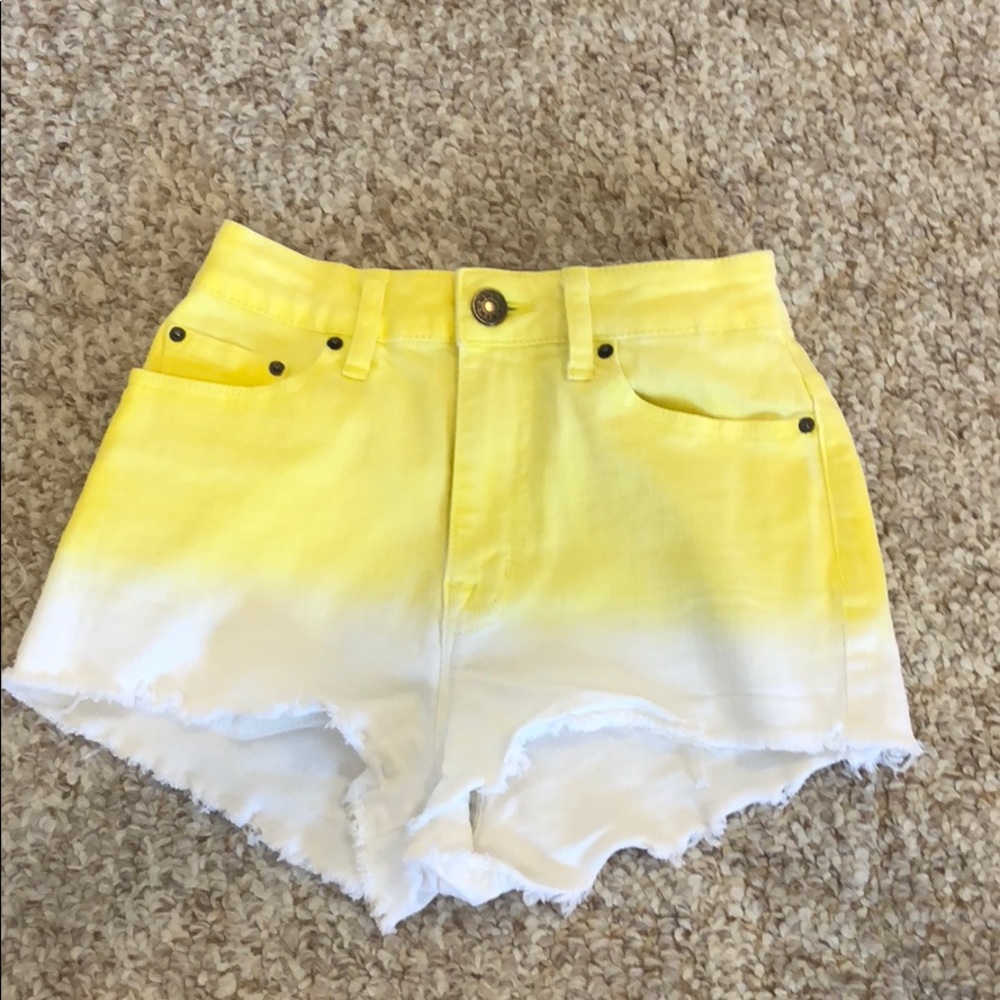 Yellow and White Ombré Denim Shorts!!